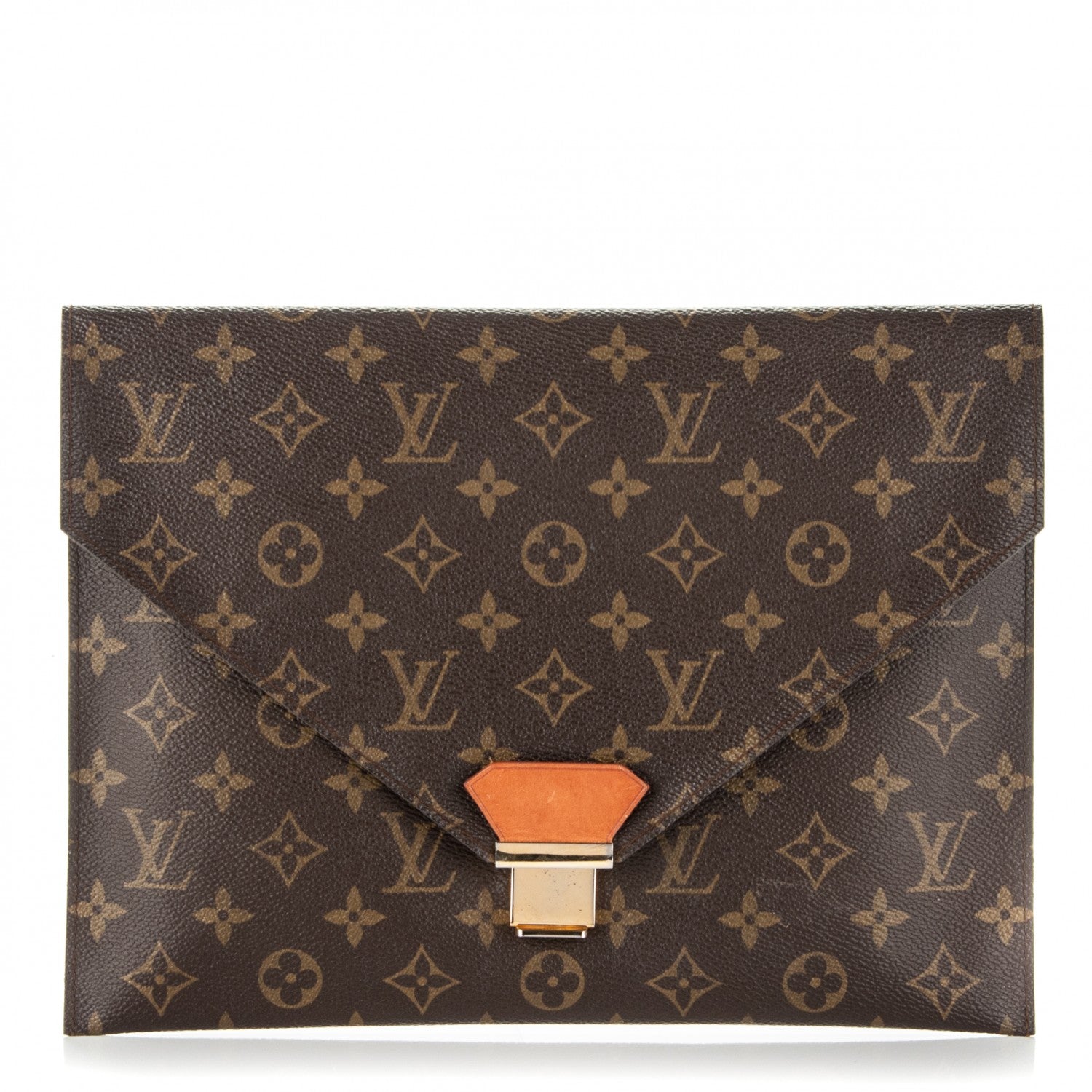 Louis Vuitton Monogram Poche Plate Envelope Clutch MM 1 of 7
