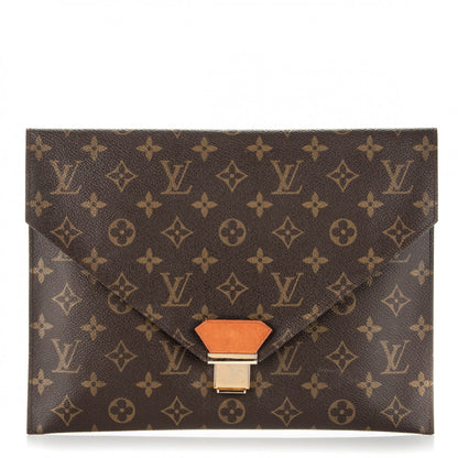 Louis Vuitton Monogram Poche Plate Envelope Clutch MM 1 of 7