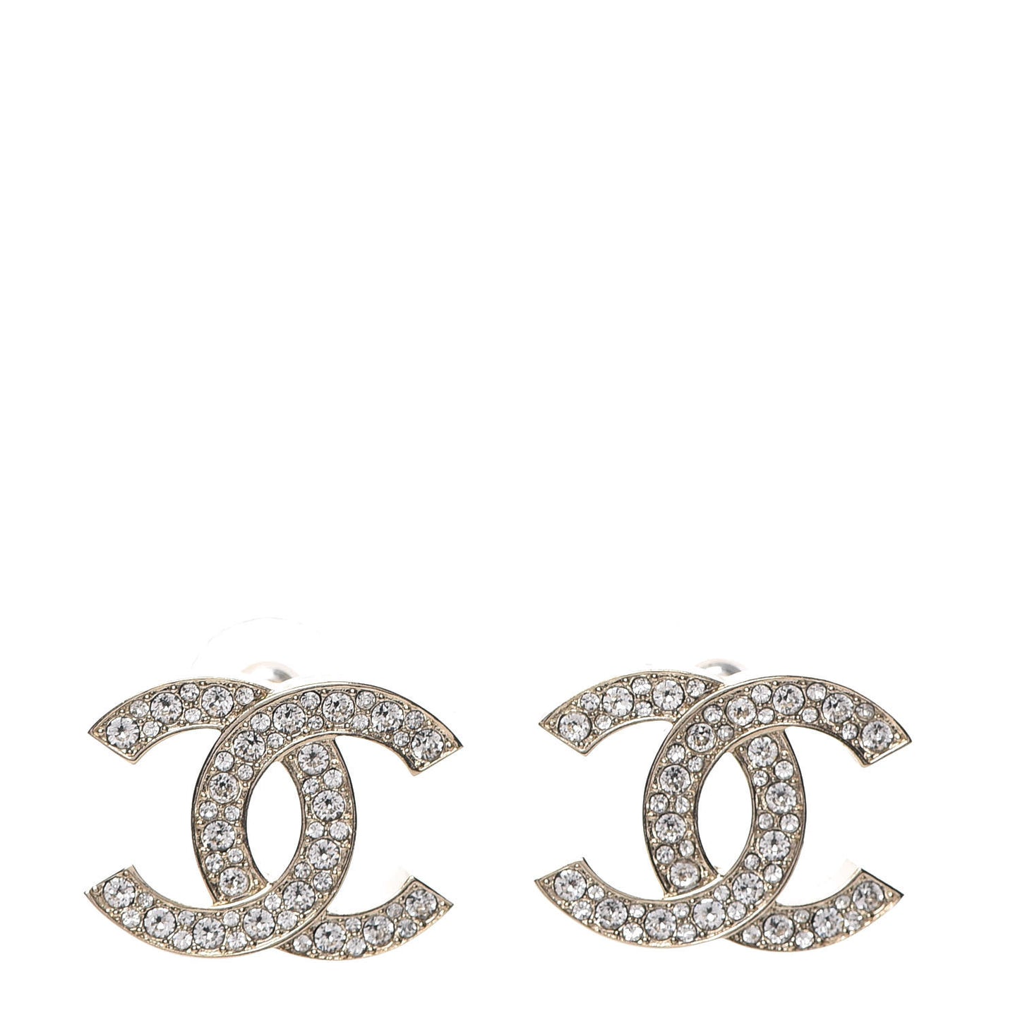 Crystal Large CC Earrings Silver