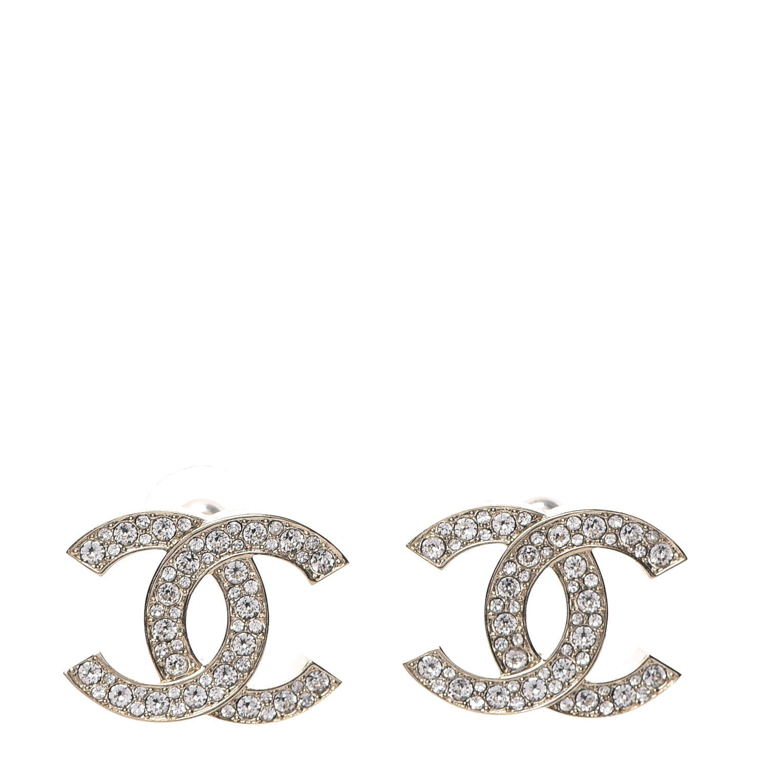 Chanel Crystal Large CC Earrings Silver 1 of 5