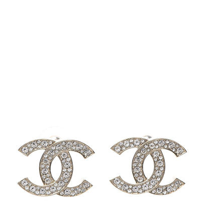 Chanel Crystal Large CC Earrings Silver 1 of 5