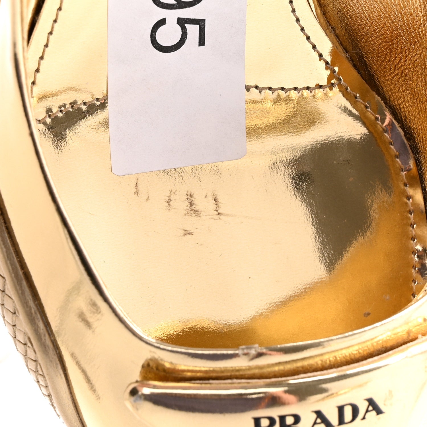 Prada Spazzolato Triangle Logo Pointed Toe 45mm Slingback Pumps 36 Platino 9 of 12