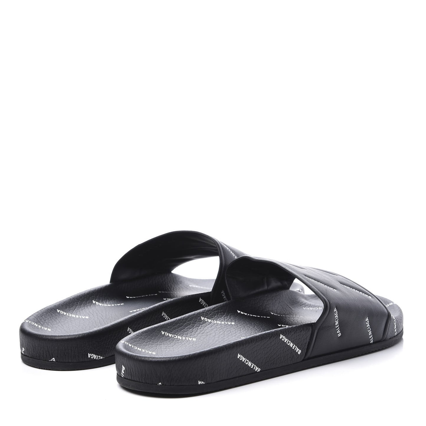 Nappa Allover Logo Embossed Womens Pool Slide Sandals 41 Black White