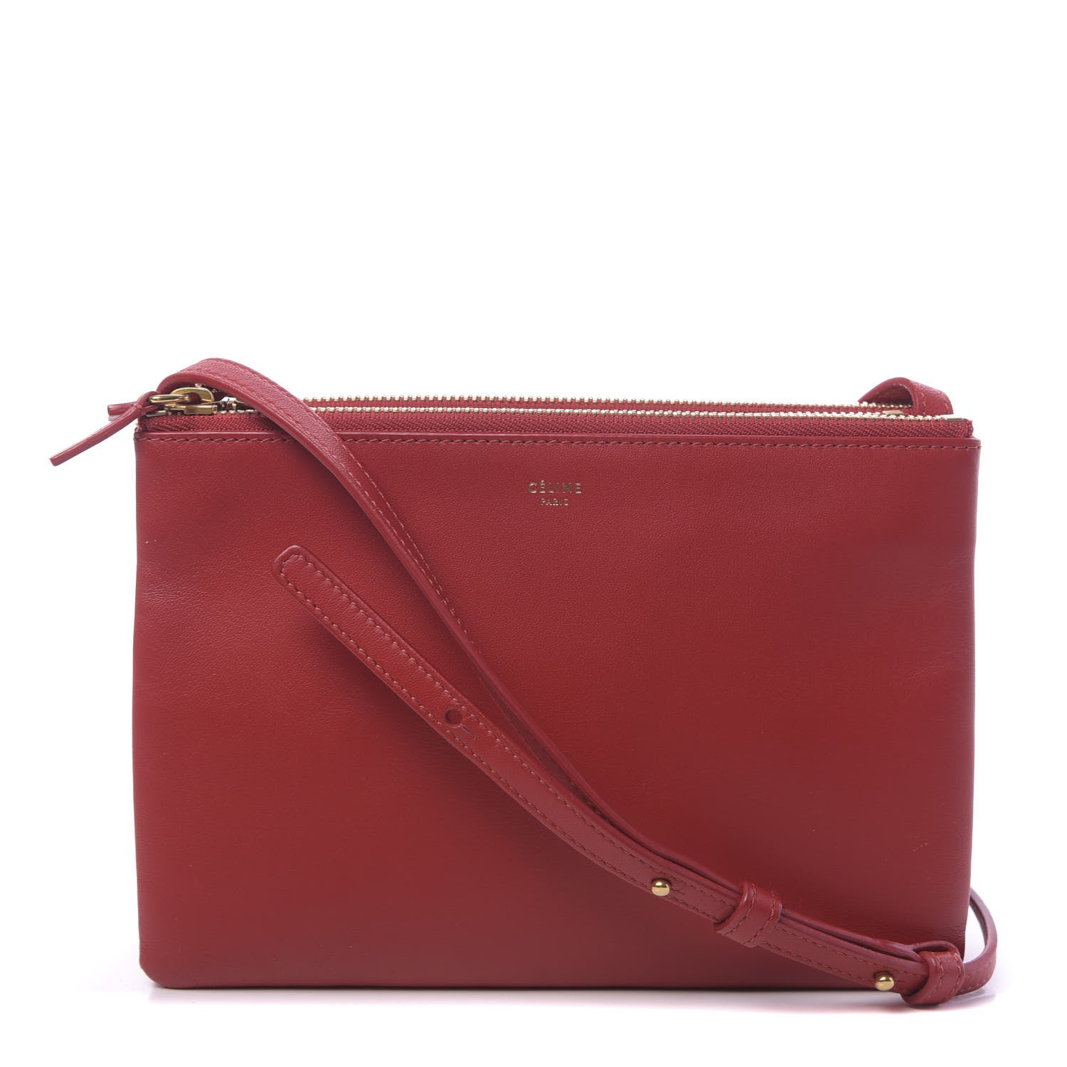 Celine Lambskin Small Trio Crossbody Bag Red 1 of 13