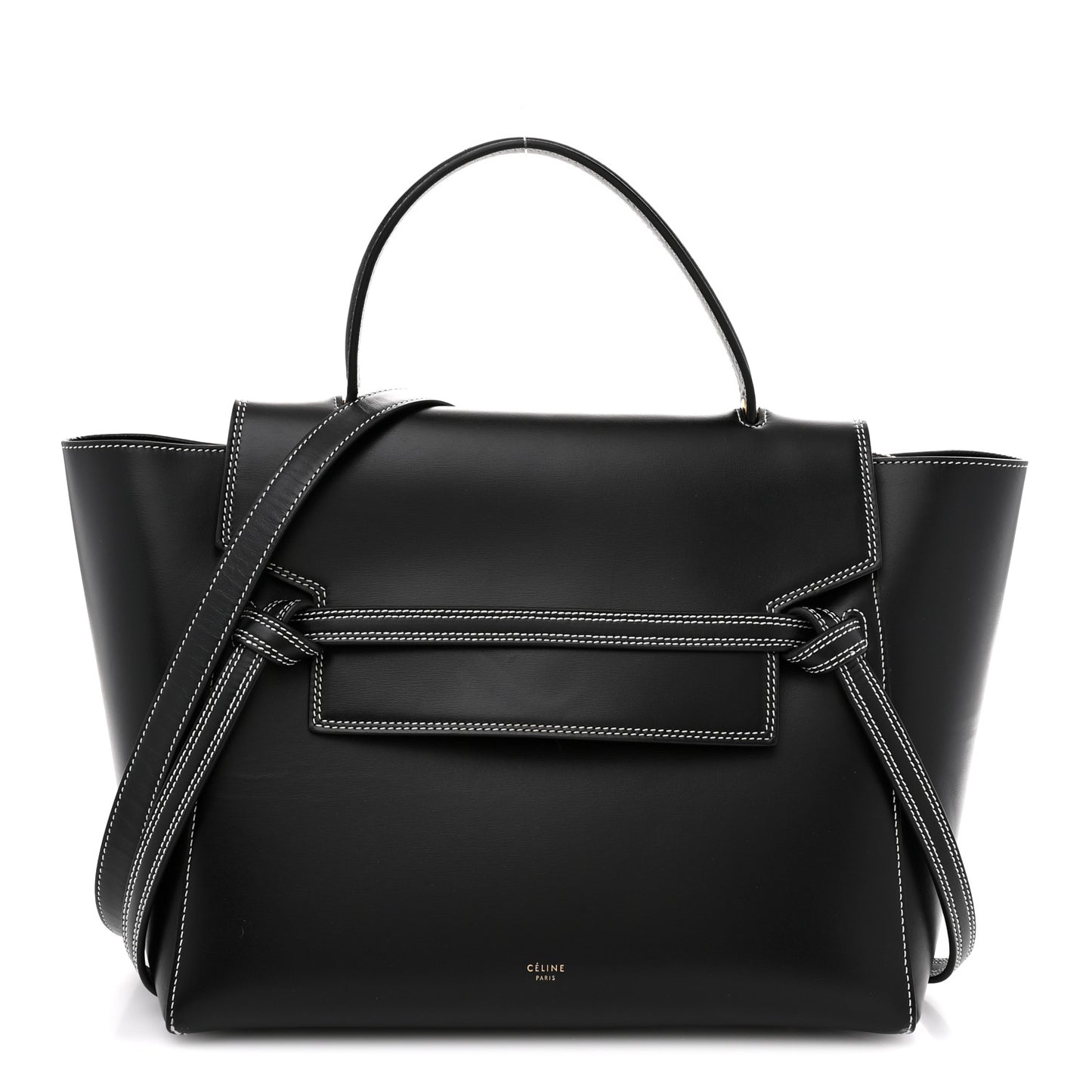 Smooth Calfskin Double Stitching Mini Belt Bag Black