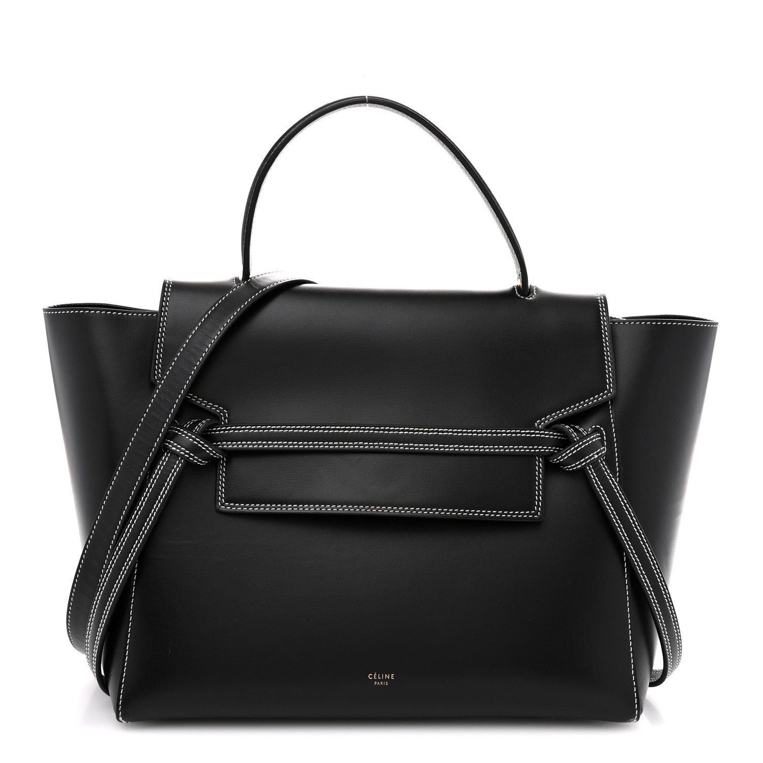 Celine Smooth Calfskin Double Stitching Mini Belt Bag Black 1 of 12