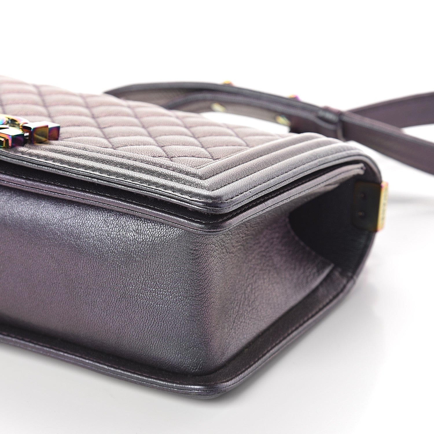 Chanel Iridescent Goatskin Quilted Medium Boy Flap Purple 8 of 9