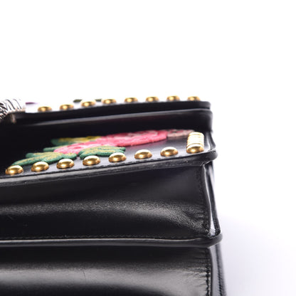Gucci Calfskin Floral Embroidered Studded Small Dionysus Shoulder Bag Black 7 of 16
