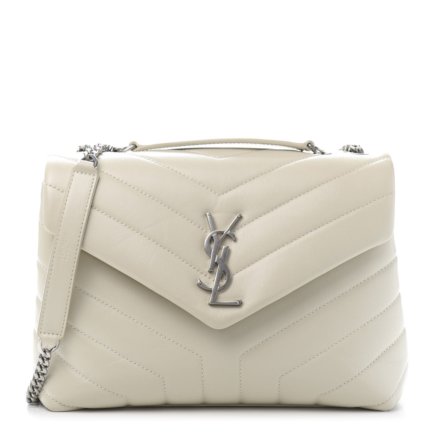 Calfskin Y Quilted Monogram Small Loulou Chain Satchel Ivory