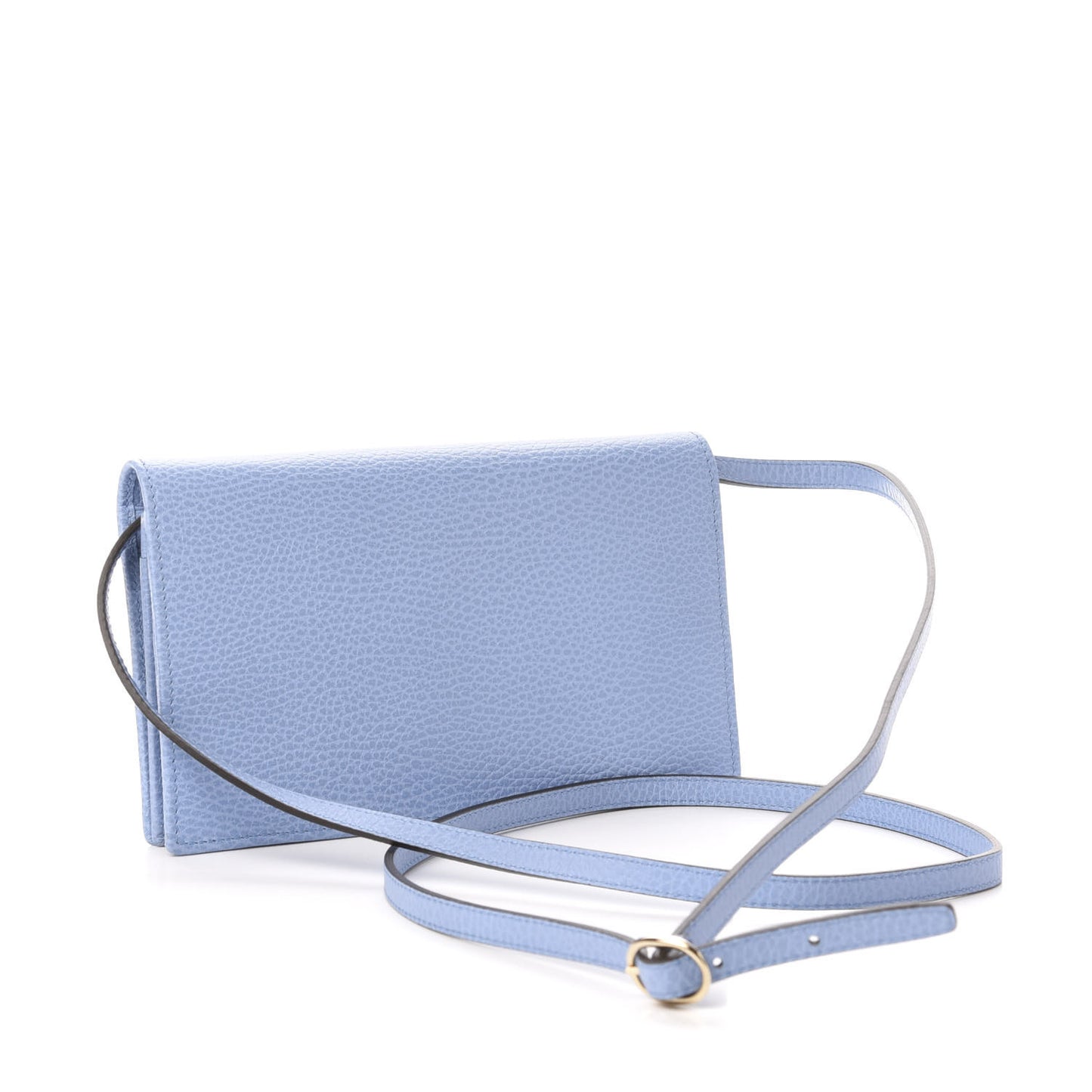 Dollar Calfskin Mini Swing Wallet Bag Mineral Blue