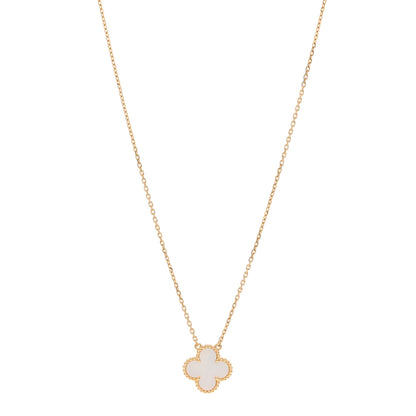 Van Cleef & Arpels 18K Yellow Gold Mother of Pearl Vintage Alhambra Pendant Necklace 1 of 4