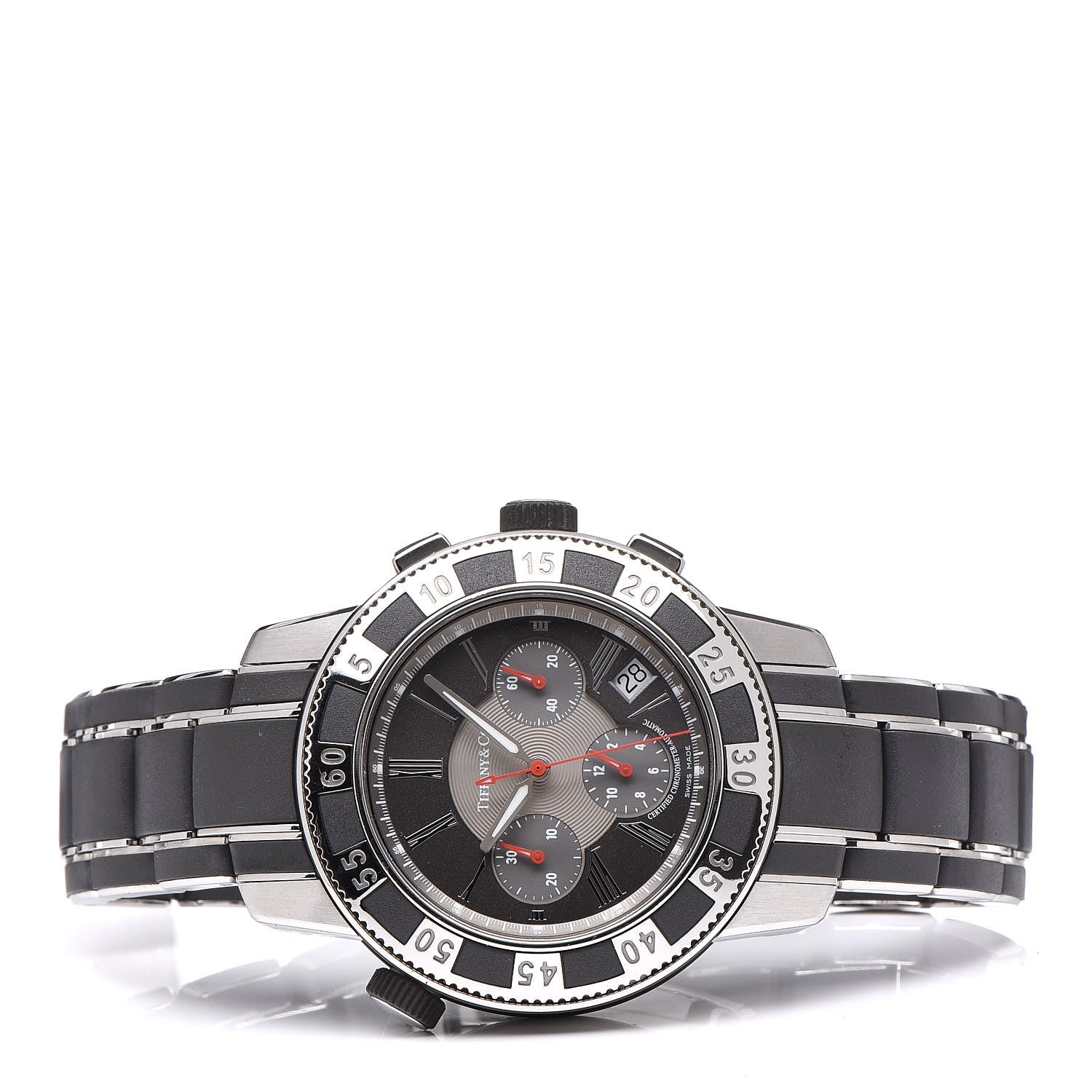 Tiffany Stainless Steel Rubber 42mm Mark T-57 Chronograph Automatic Watch Black 3 of 7