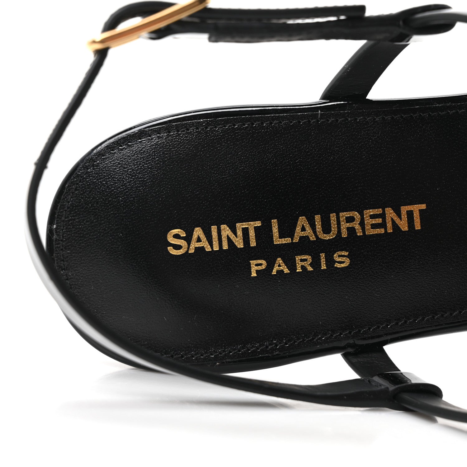 Saint Laurent Patent Calfskin Cassandra Monogram Sandals 37 Black 8 of 10