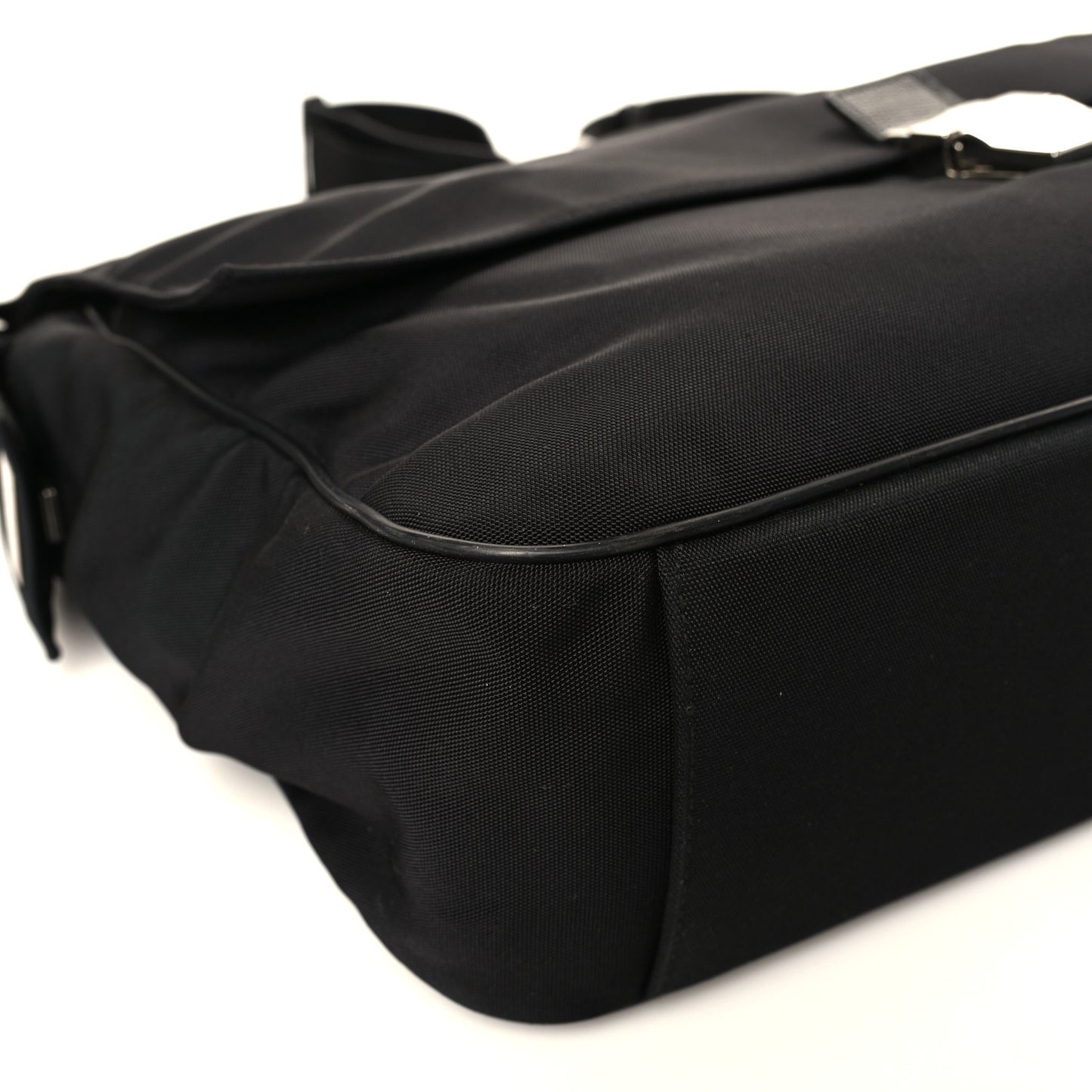 Nylon Flap Messenger Bag Black