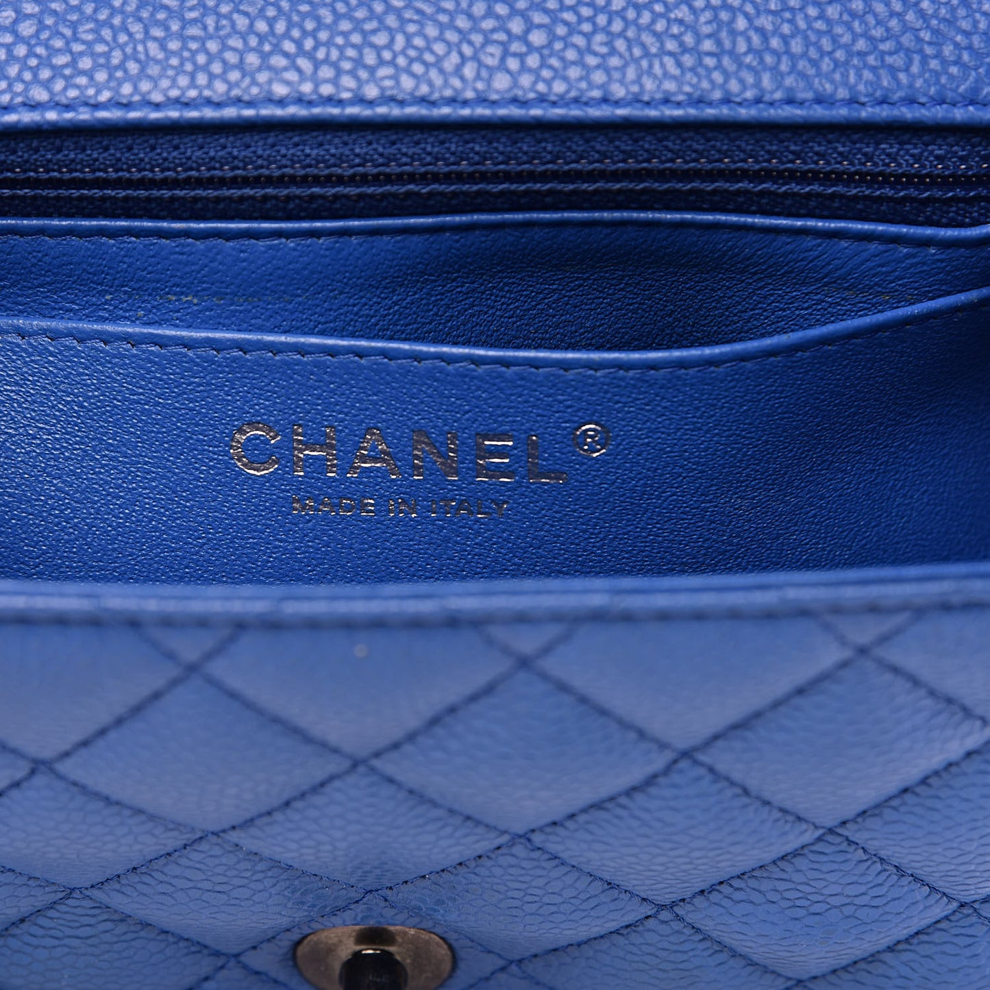 Caviar Quilted Mini Square Flap Blue