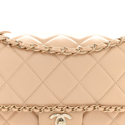 Chanel Crumpled Calfskin Medium Chain All Over Flap Beige 8 of 11