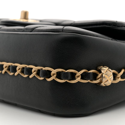 Chanel Lambskin Quilted Chain Around Mini Flap Bag Black 10 of 10