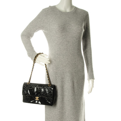 Chanel Patent Perforated Camellia Medium Single Flap Black 2 of 7