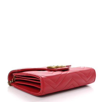 Gucci Calfskin Matelasse GG Marmont Chain Wallet Hibiscus Red 4 of 11