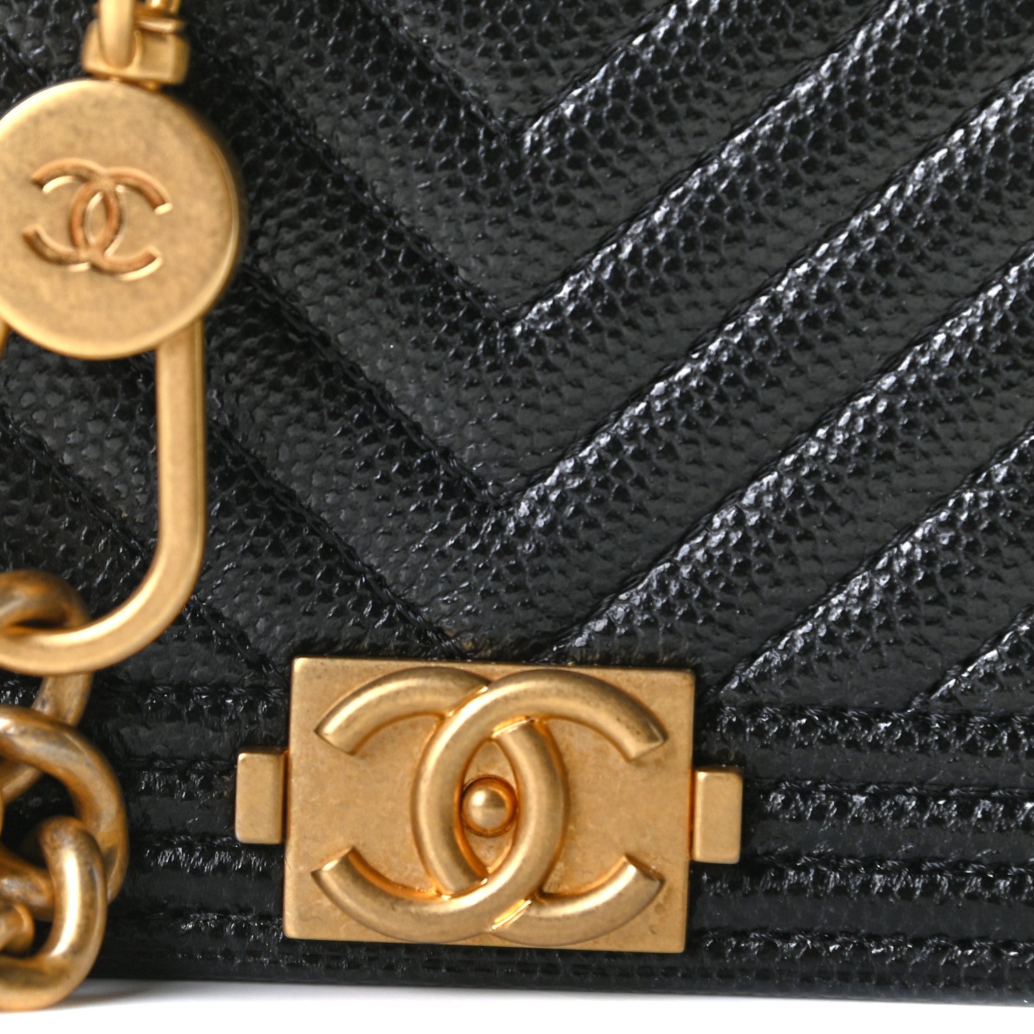 Chanel Caviar Chevron Quilted Boy Flap Waist Belt Bag Black 8 of 12