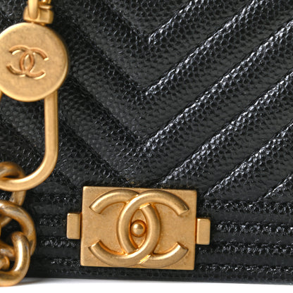 Chanel Caviar Chevron Quilted Boy Flap Waist Belt Bag Black 8 of 12