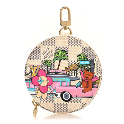 Louis Vuitton Damier Azur 2021 Christmas Animation Hollywood Bag Charm Fuchsia 1 of 7