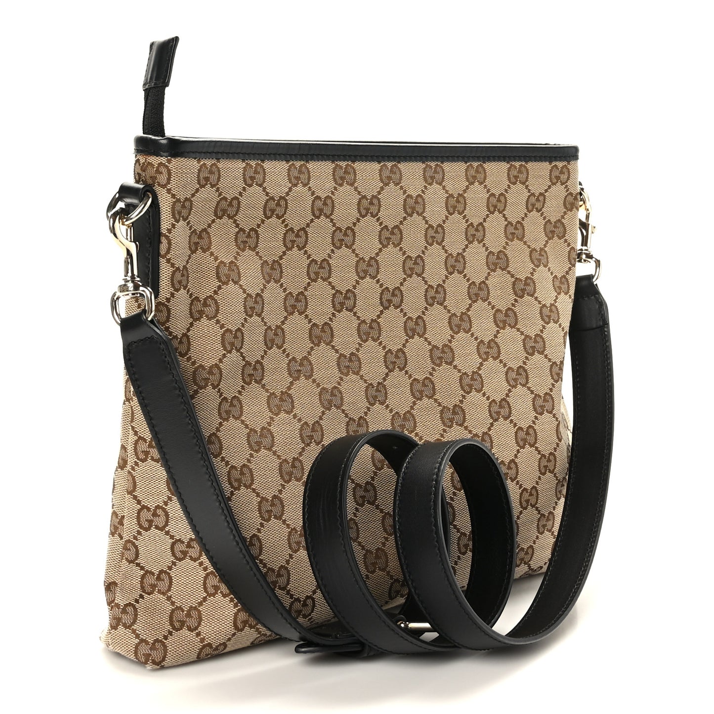 GG Monogram Web Flat Messenger Bag Black