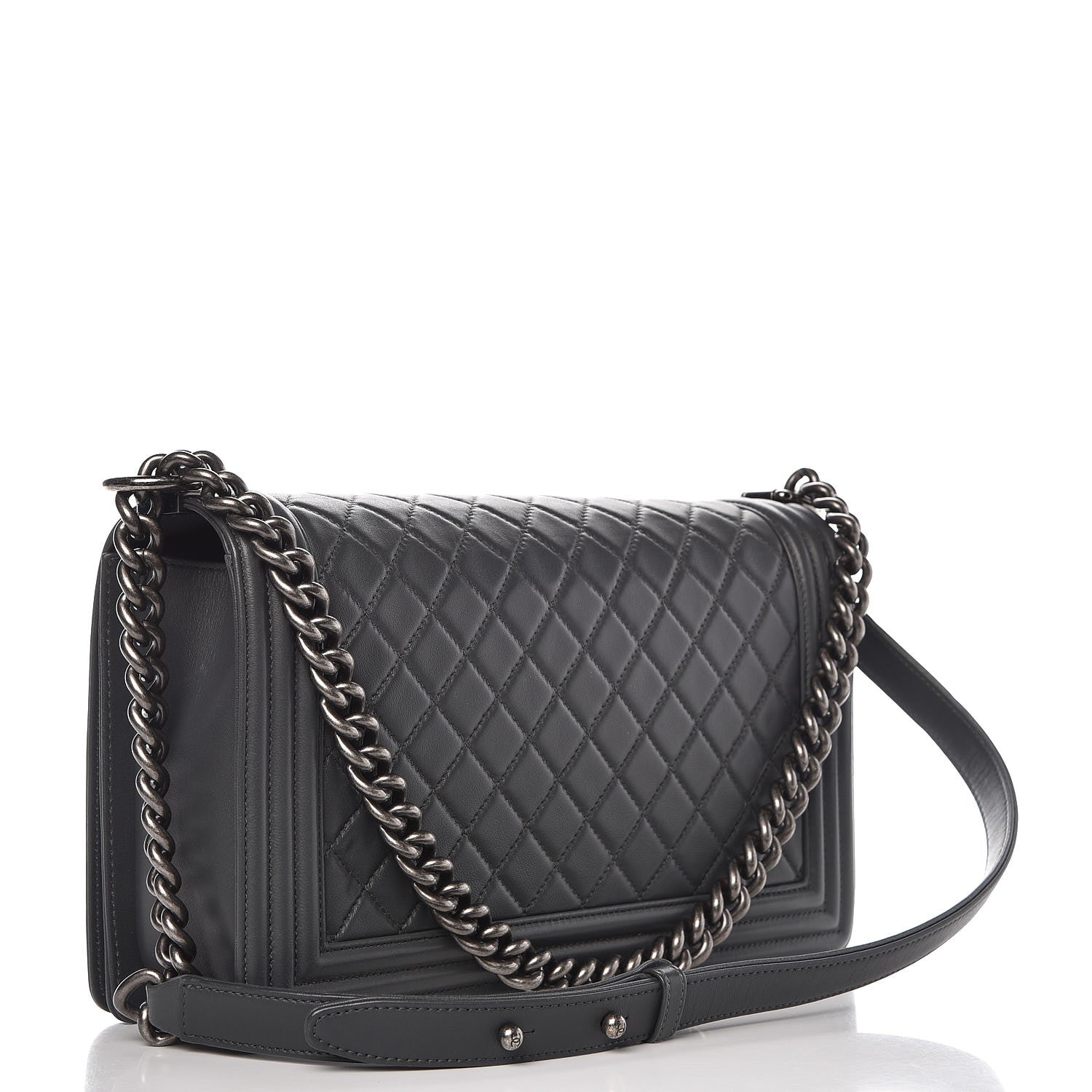 Chanel Lambskin Quilted New Medium Boy Flap Dark Grey 3 of 10