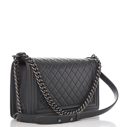 Chanel Lambskin Quilted New Medium Boy Flap Dark Grey 3 of 10