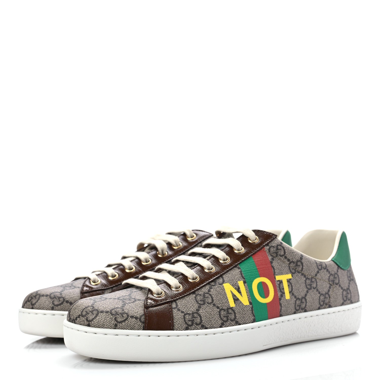 Gucci GG Supreme Monogram Fake/Not Mens Ace Sneakers 8.5 Beige New Shamarock Brown Sugar 3 of 10