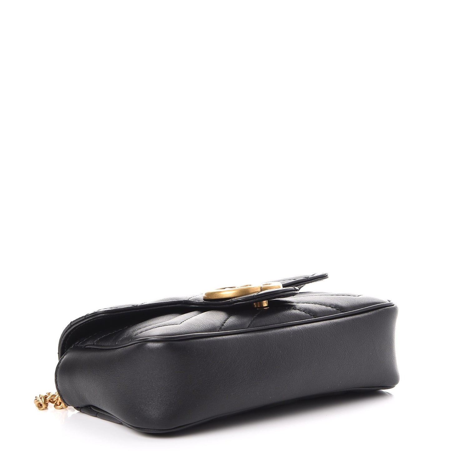 Calfskin Matelasse Super Mini GG Marmont Shoulder Bag Black