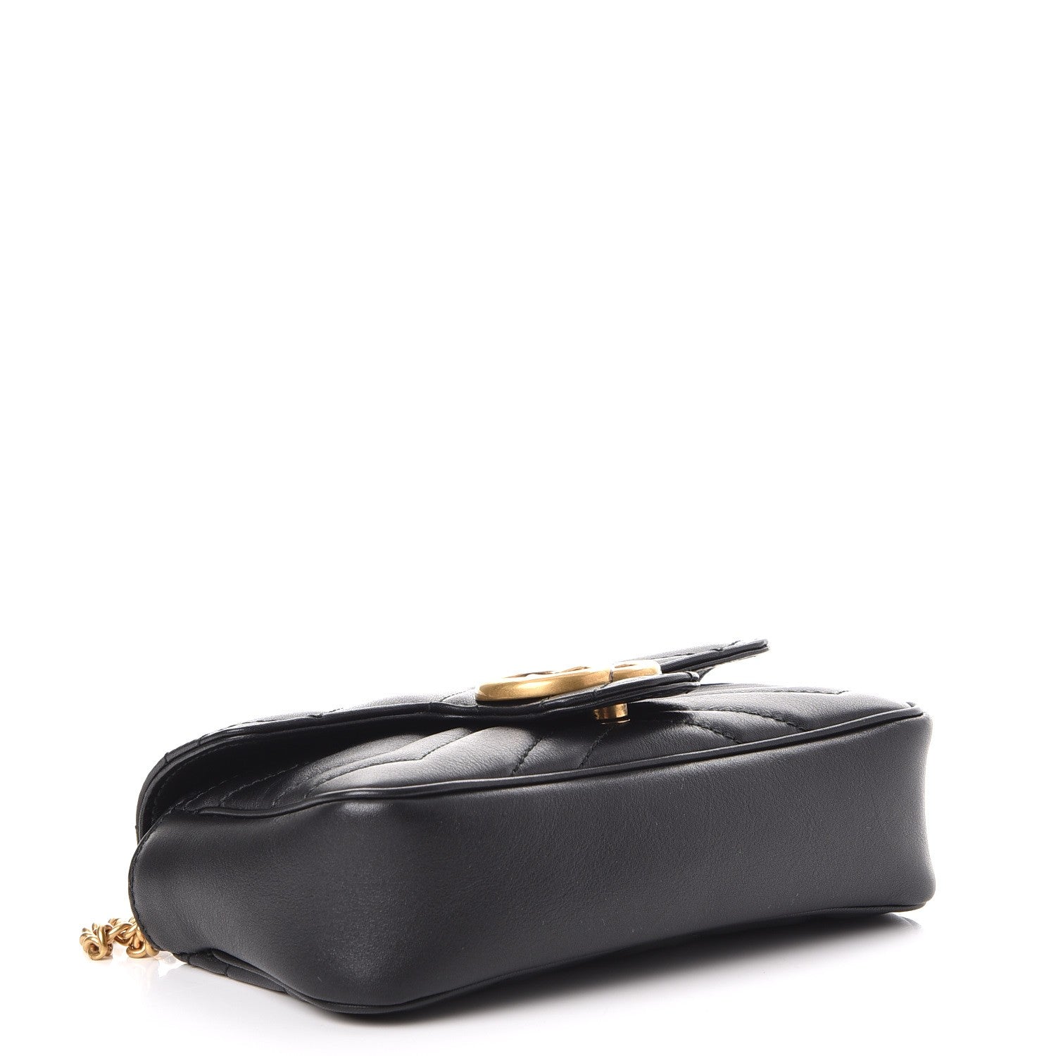 Gucci Calfskin Matelasse Super Mini GG Marmont Shoulder Bag Black 5 of 10