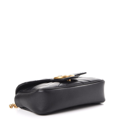 Gucci Calfskin Matelasse Super Mini GG Marmont Shoulder Bag Black 5 of 10
