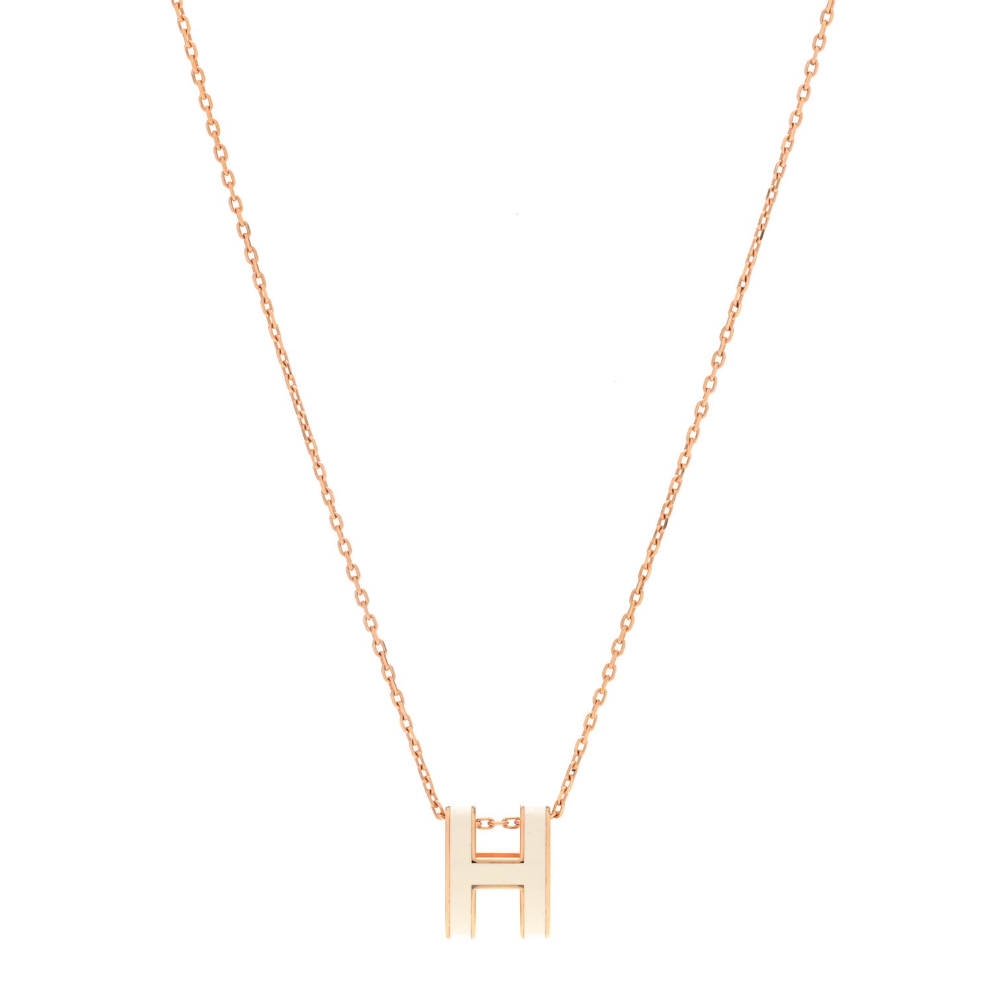Lacquered Rose Gold Pop H Pendant Necklace White