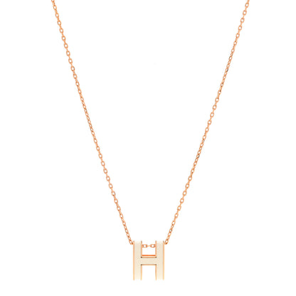 Hermes Lacquered Rose Gold Pop H Pendant Necklace White 1 of 8