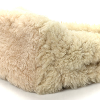 Saint Laurent Shearling Lambskin Quilted Sade Puffer Envelope Clutch Natural Beige 9 of 9