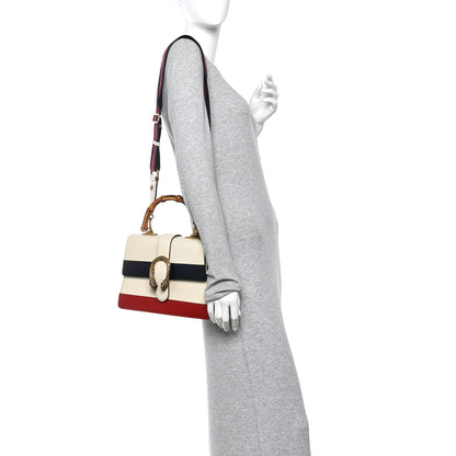 Gucci Calfskin Bamboo Web Medium Dionysus Top Handle Bag White Blue Hibiscus Red 2 of 13