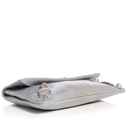 Balenciaga Agneau Giant 21 Silver Hardware Envelope Clutch Sky Blue 4 of 12