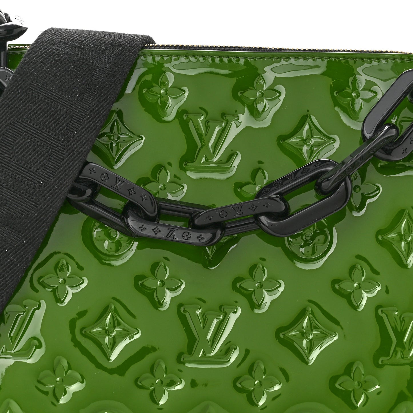 Patent Embossed Monogram Coussin PM Green Black