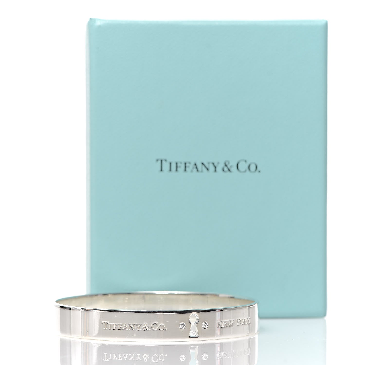 Tiffany Sterling Silver Diamond Narrow Locks Bangle Bracelet 5 of 5