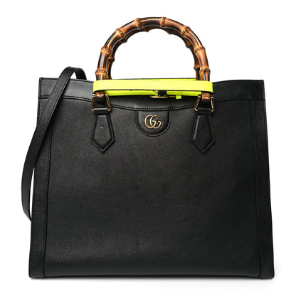 Gucci Calfskin Medium Diana Tote Bag Black Yellow Fluo 1 of 10