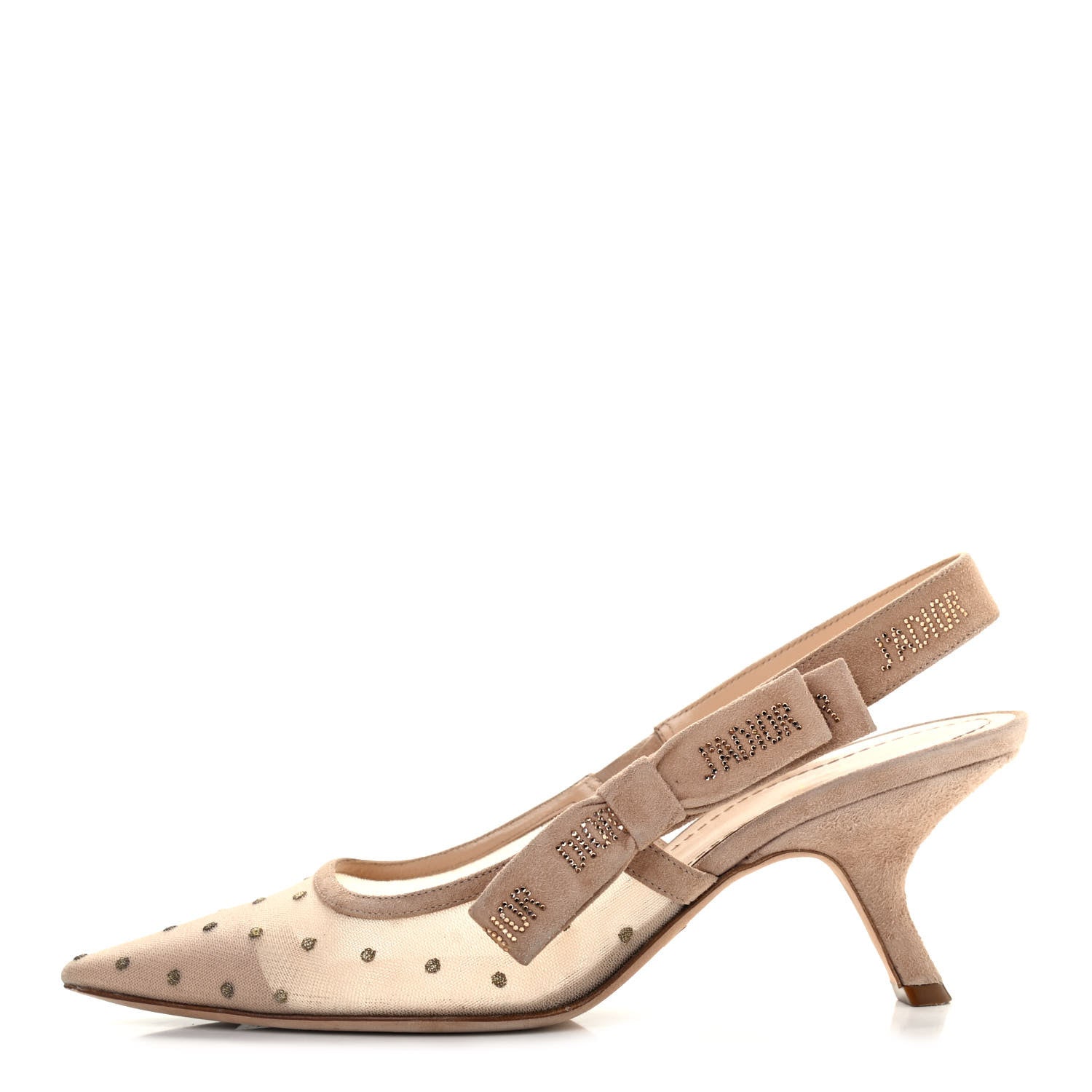 Christian Dior Mesh Suede Crystal J'Adior Slingback 65mm Pumps 40 Nude 1 of 8