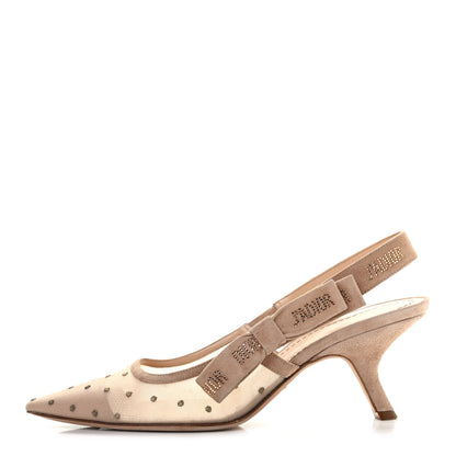 Christian Dior Mesh Suede Crystal J'Adior Slingback 65mm Pumps 40 Nude 1 of 8