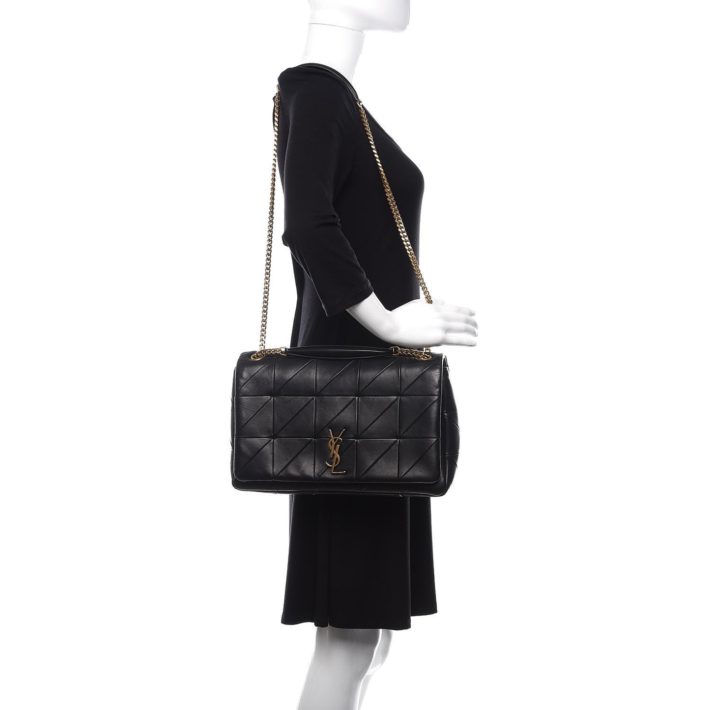 Lambskin Patchwork Monogram Large Jamie Black