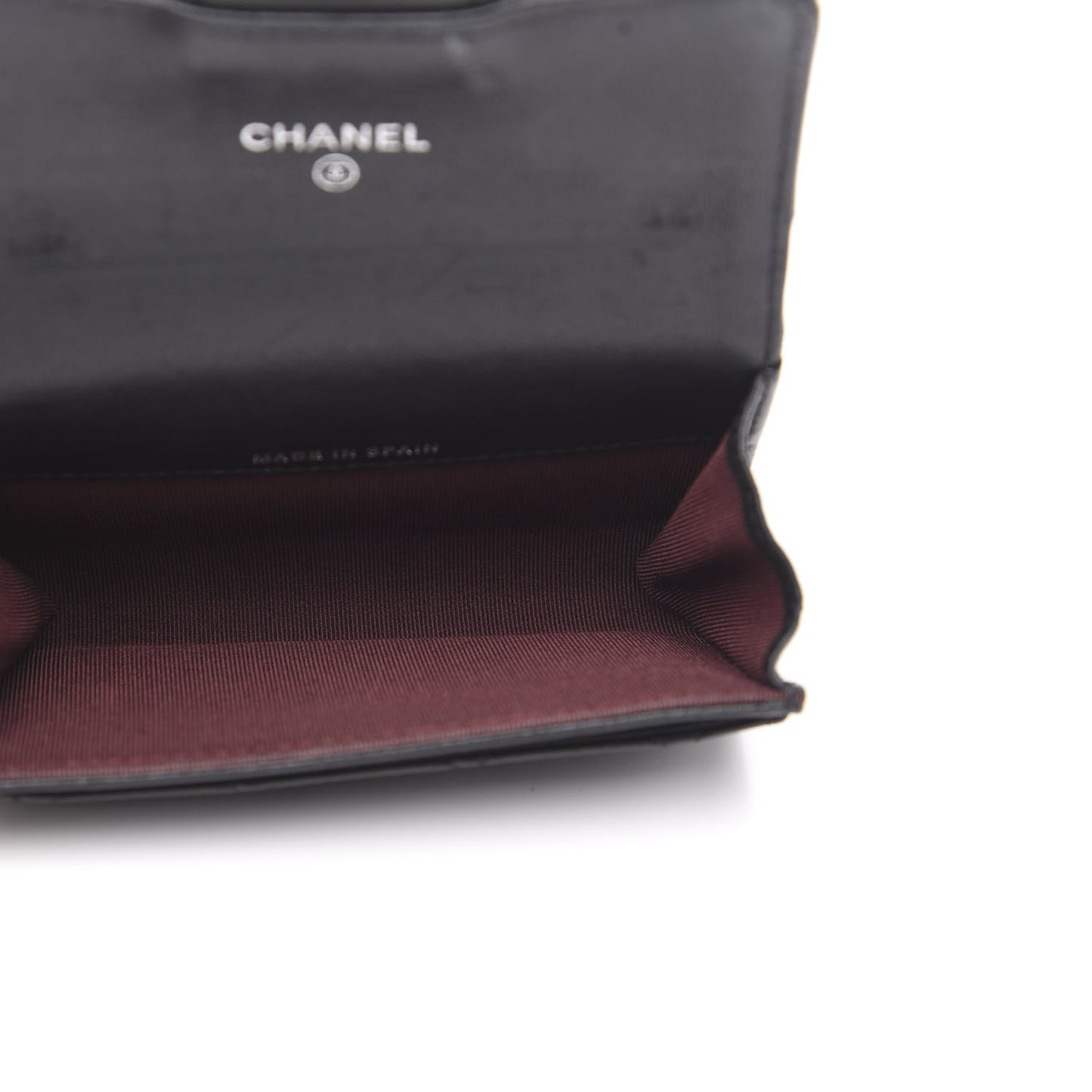 Lambskin Quilted Flap Card Holder Black