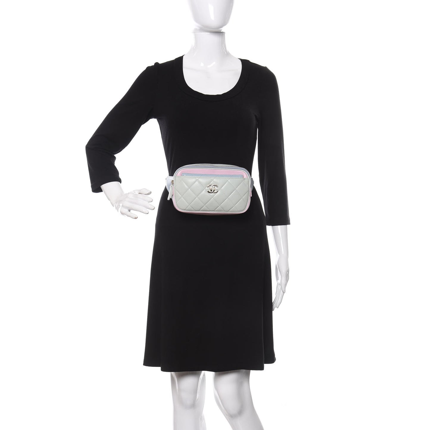 Goatskin Quilted Waist Bag Green Blue Pink