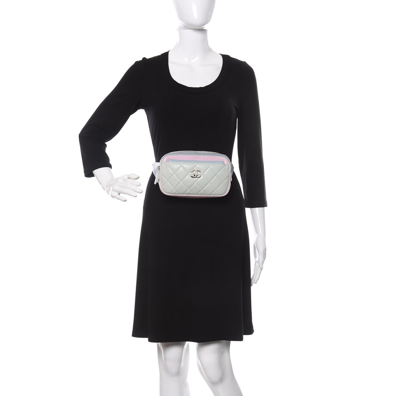 Chanel Goatskin Quilted Waist Bag Green Blue Pink 2 of 12