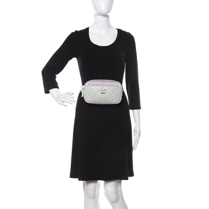 Chanel Goatskin Quilted Waist Bag Green Blue Pink 2 of 12