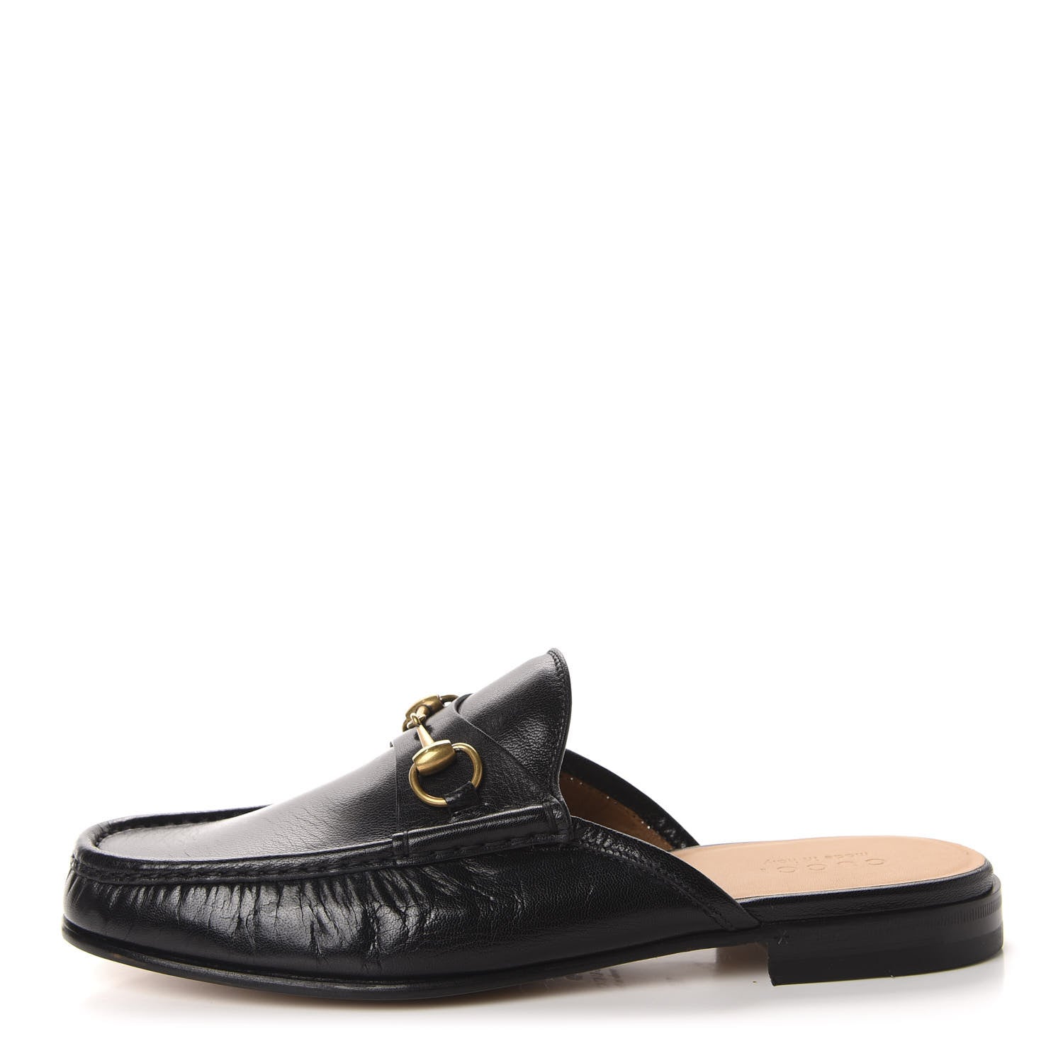 Gucci Goatskin Mens Horsebit Slippers 10.5 Black 1 of 10