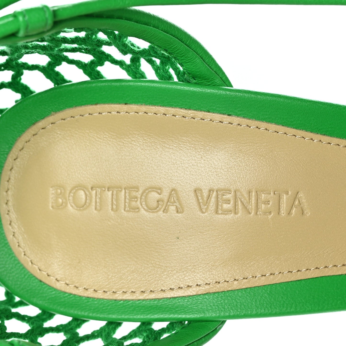 Mesh Nappa Stretch Ankle Tie 90mm Sandals 38 Grass